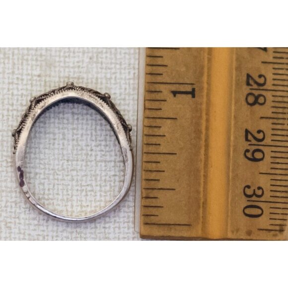 Size 7, Vintage Sterling Silver Abstract Pattern Rhinestones Ring - T22 - Picture 4 of 4